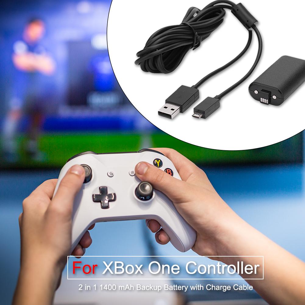 1400 Mah Batterij En Usb Kabel Voor Xbox One Wireless Gamepad Controller Opladen Kit Overbelasting Overspanningsbeveiliging