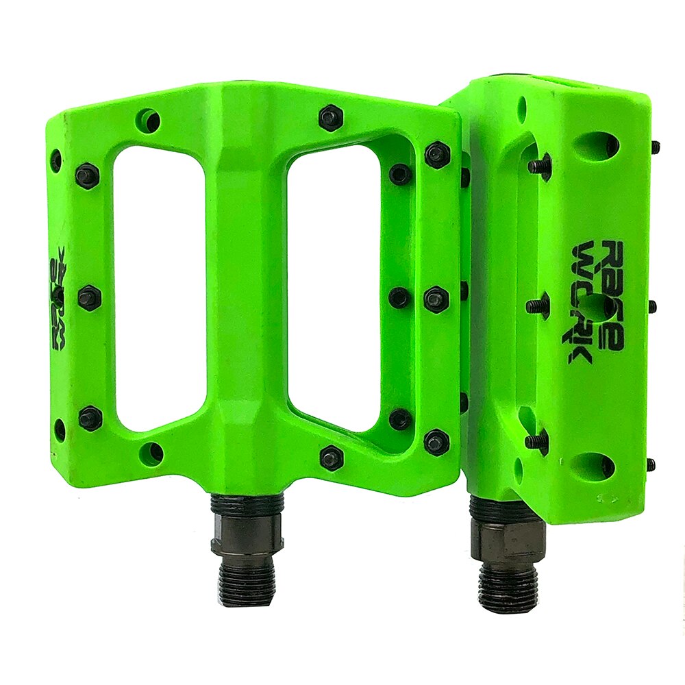 MTB Pedale Mountainbike Pedale Leichte Nylon Faser Fahrrad Plattform Pedale für BMX MTB 9/16": Grün