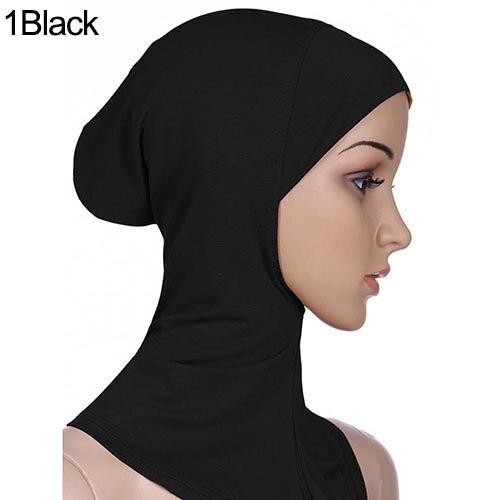 Bonnet hijab musulman doux et intégral, sous-foulard islamique, bonnet, châle, foulard islamique, bandeau intérieur: Noir