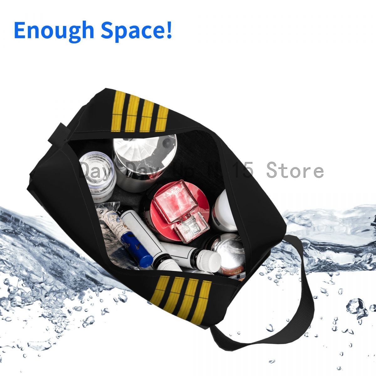 Pilot Captain Stripes Cosmetic Bag Large Capacity Aviation Airplane Aviator Makeup Case Beauty Storage Toiletry Bags