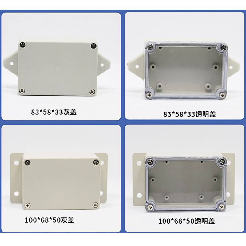 Junction Wire Box with Fixed Ear Outdoor ABS Plastic IP65 Waterproof Instrument Boxes Sealed Electrical Enclosure Case