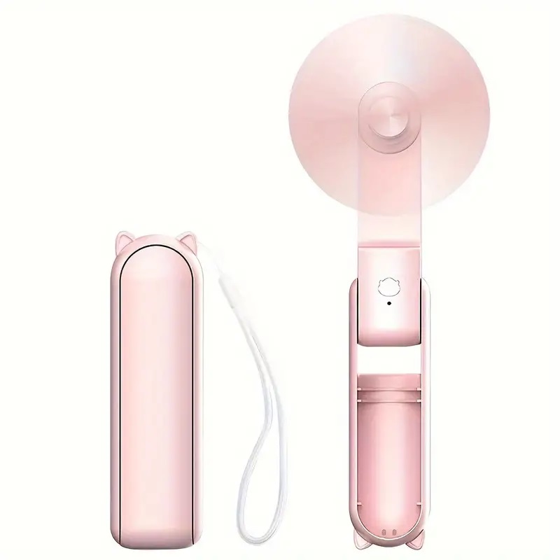 Tragbarer Mini-Ventilator, wiederaufladbar über USB, 3-stufig verstellbar, faltbarer Handventilator, geeignet für Frauen, Reisen, den Einsatz im Freien: Rosa