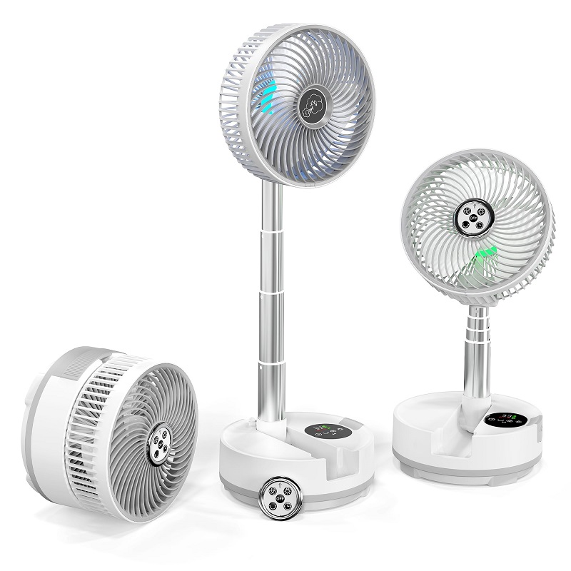 Draagbare staande oscillerende ventilator met afstandsbediening 20000 mAh witte oplaadbare batterij hoge vloer opvouwbare reisventilator voor slaapkamer: Default Title