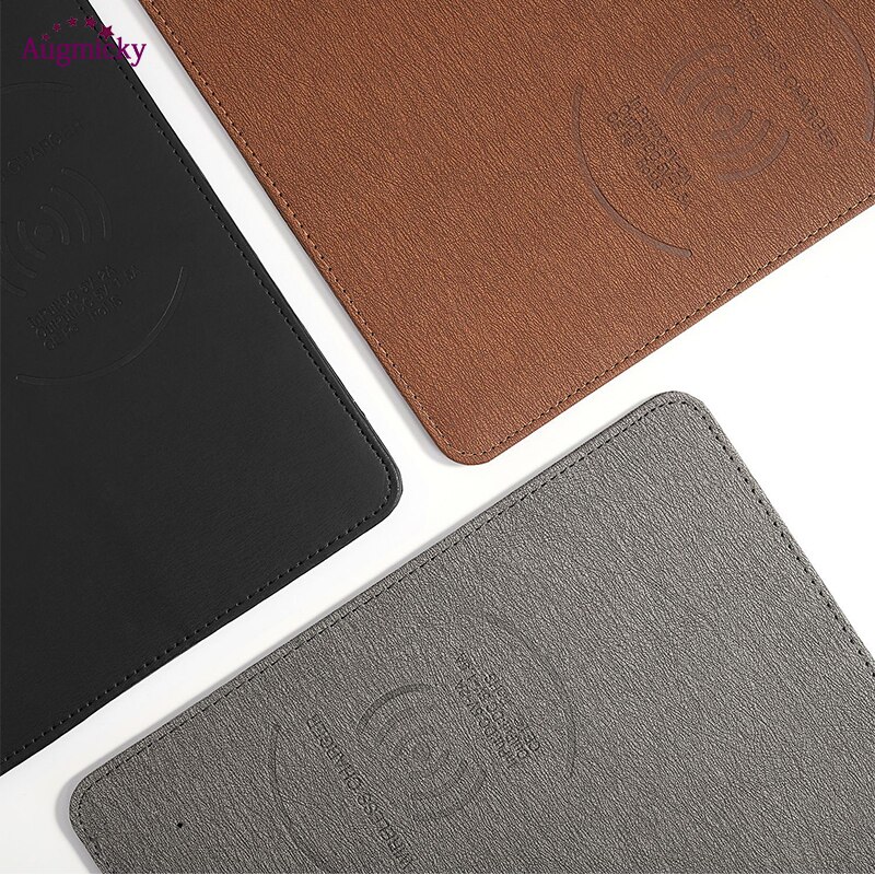 Mobile Phone Qi Wireless Charger Charging Mouse Pad Mat PU Leather Mousepad for iPhone X/8 Plus Samsung S8 Plus /Note 8