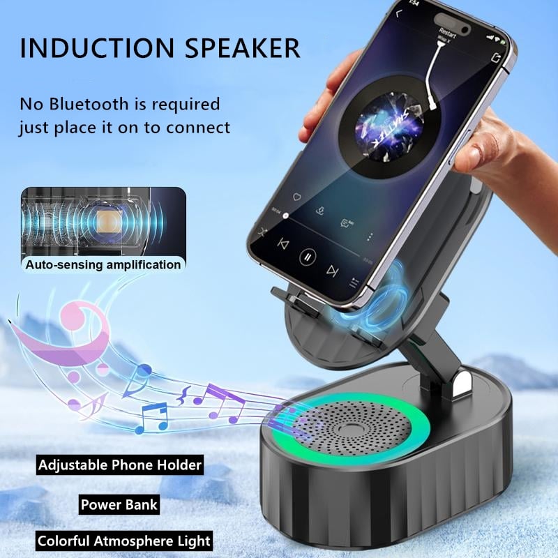 Upgraded Cell Phone Stand Holder with Bluetooth Speaker Adjustable Desktop Live Lazy Tablet Bracket Support Car Holder