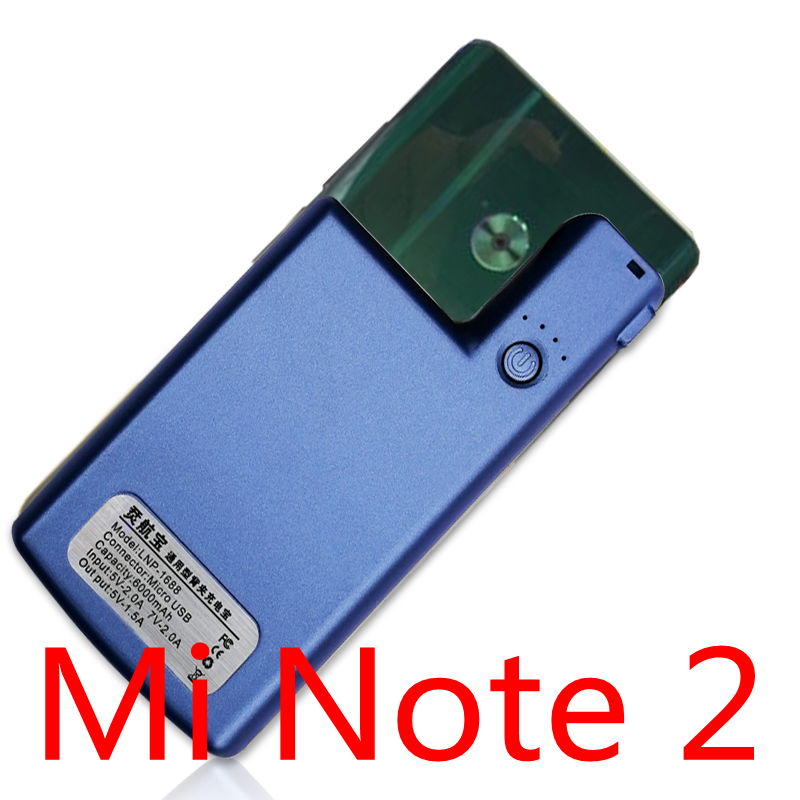 For Xiaomi Mi Note 2 External Battery Charger Cases power bank For For Xiaomi Mi Note 3 charging Case Cover TPU Phone Case Capa: Mi Note2-Blue