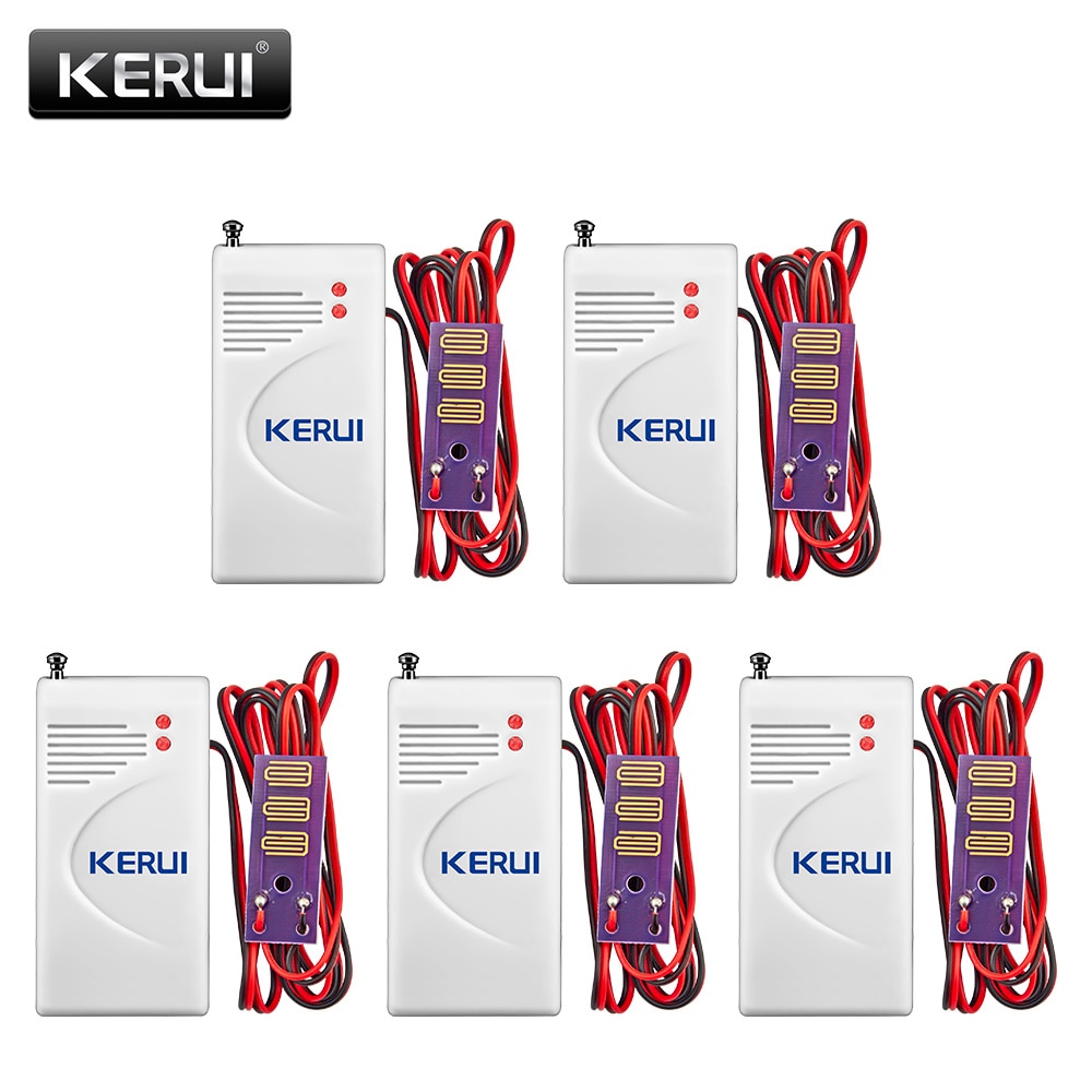 Kerui 5 stk 433 mhz trådløs lekkasjedetektor lekkasje gsm pstn sms hjemmesikkerhet alarmsystem sensor