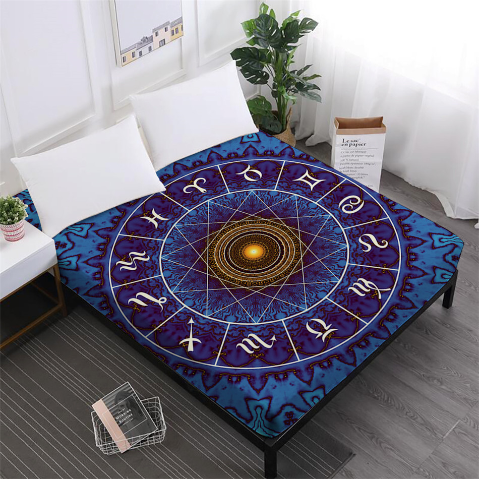Drap de lit motif loup | Animal, Constellation mouton, drap-housse, vêtements géométriques, couverture de matelas à poche profonde, décoration de maison D25