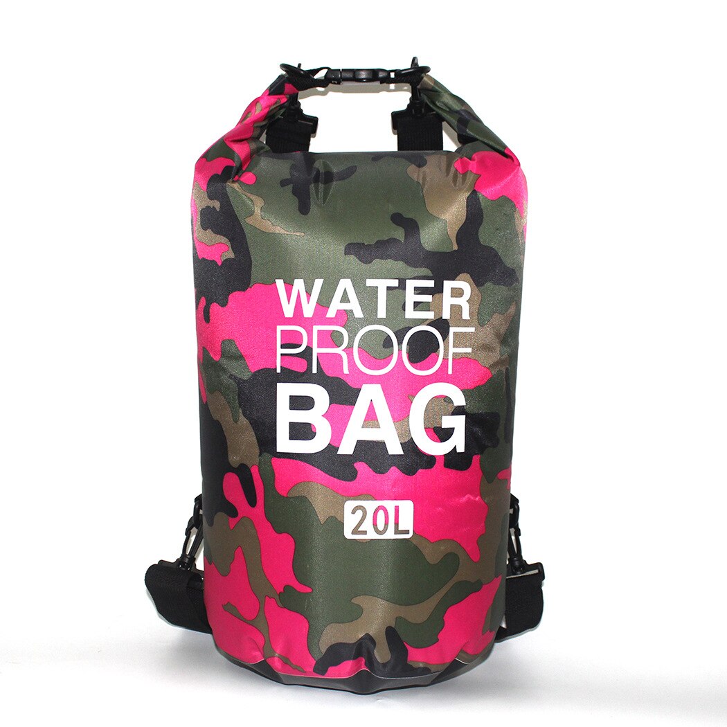 PVC Waterproof Dry Bag 10L 20L Camo Outdoor Diving Foldable Man Women Beach Swimming Bag Rafting River Ocean backpack: 20L Red