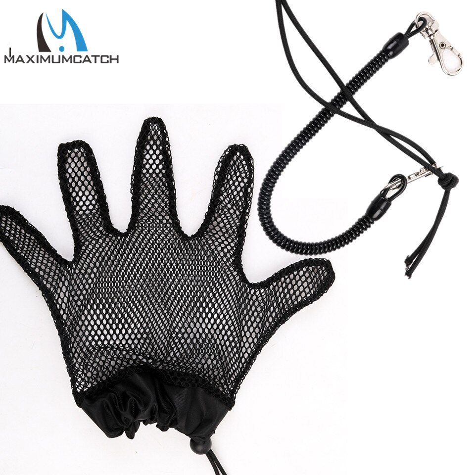 Maximumcatch Net Mesh Vissen Handschoenen Anti-Slip Vissen Handschoenen Met Zwarte Vissen Tool Retractor