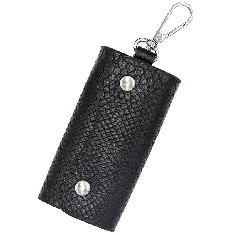 Bisi goro padrão de cobra carro feminino masculino caso chave de couro haspr chave caso titular 2020 moda venda quente sólida saco organizador bolso: Black Y108