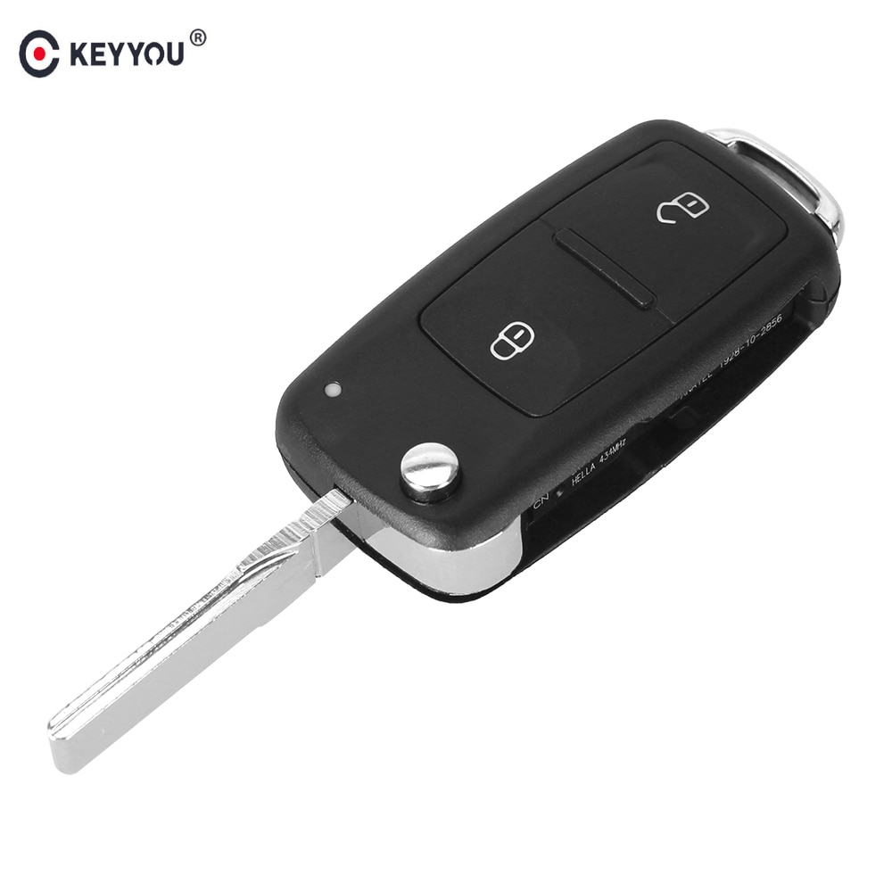 Keyyou 2 Knop Vouwen Flip Remote Key Vervanging Case Fob Shell Voor Vw Volkswagen Transporter T5 Polo G Ongesneden blade