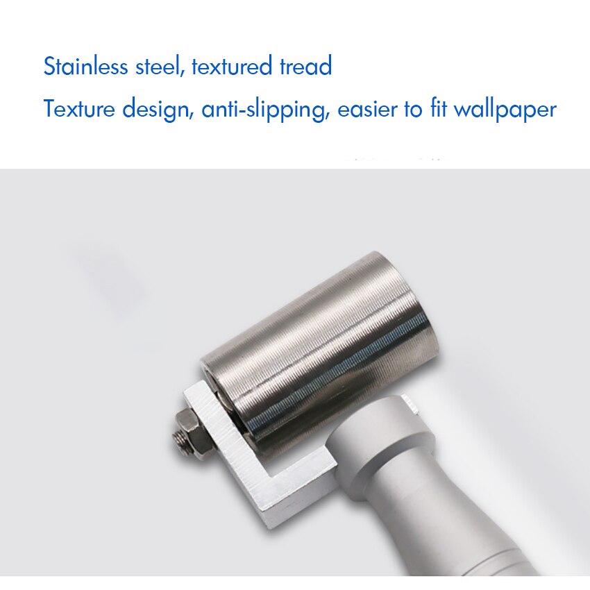 40x24mm Stainless Steel Wallpaper Seam Roller, Surface with Thread DIY Hand Roller Seam Flat Press Roller Wheel with Bearing