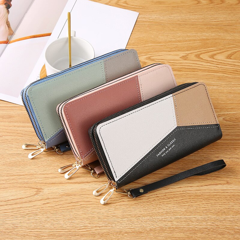 Vrouwen Portemonnee Pu Lederen Dobble Rits Vrouwelijke Portemonnee Lange Vrouwen Koppeling Kaarthouder Mobiele Telefoon Tas Portemonnee Carteira Feminina