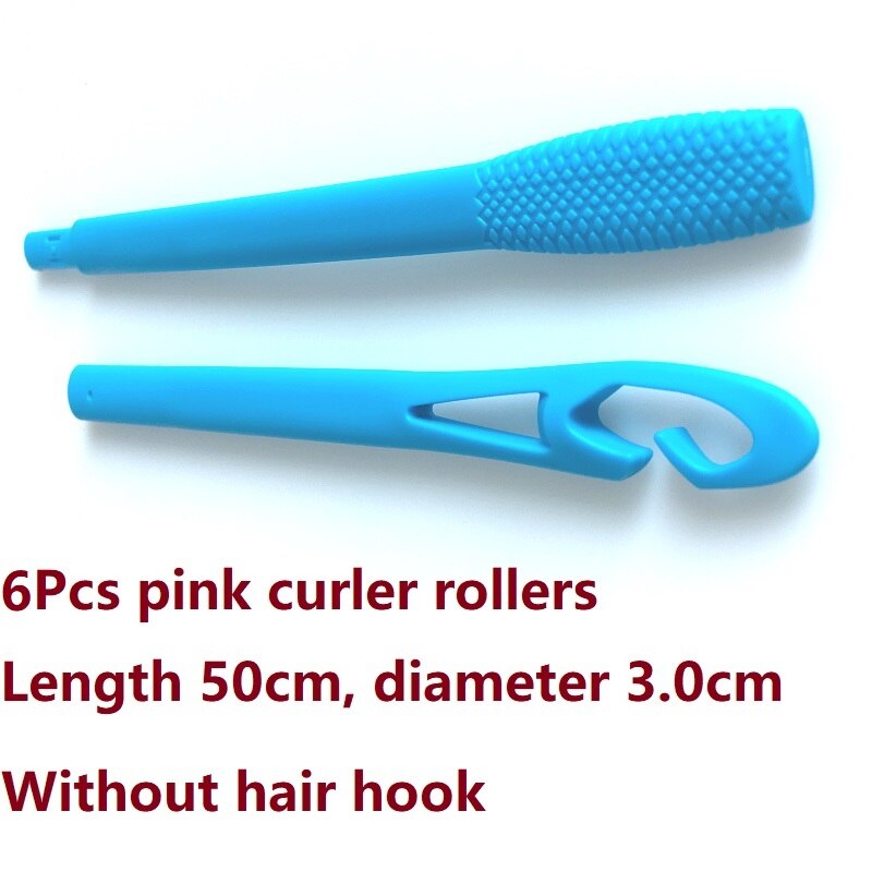Gancho rizador de pelo Manual, 1 unidad, rodillo, palanca mágica, rizador de pelo DIY, Herramienta de Peinado de seguridad para niña: 6PCS Pink Curlers