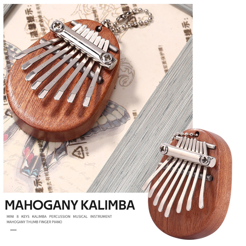 Mini 8 teclas Kalimba percusión instrumento Musical madera de caoba dedo pulgar Piano africano Sanza Mbira