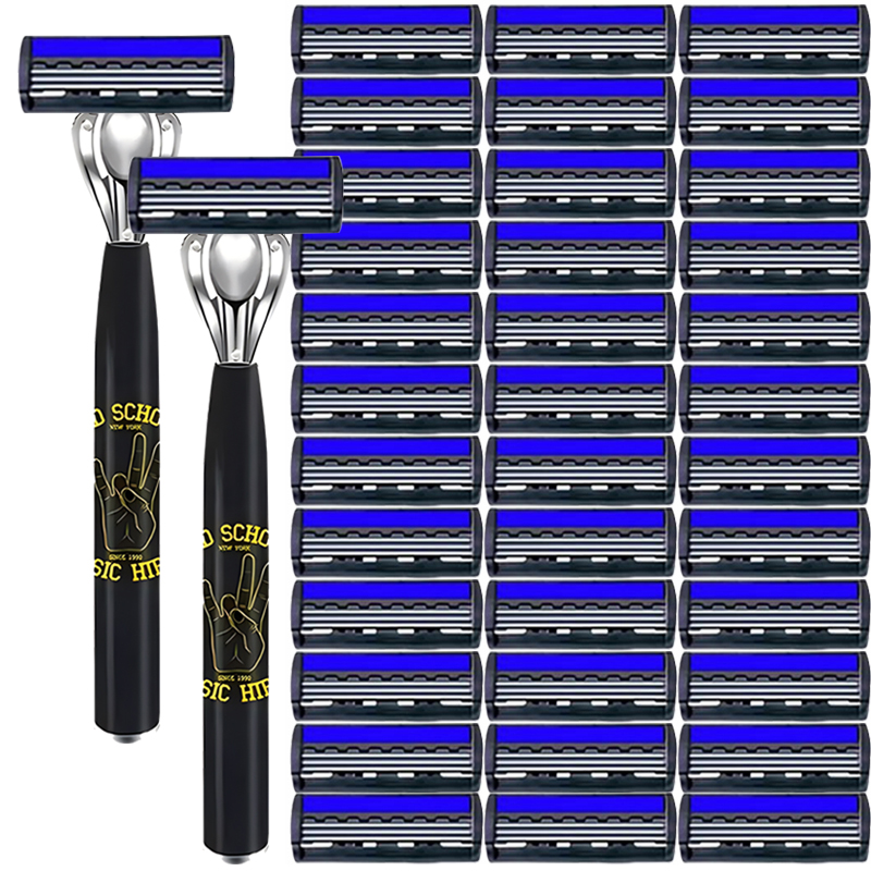 Maquinilla de afeitar Manual de 3 capas para mujer, maquinilla de afeitar clásica, juego de afeitado, cuchillas de acero inoxidable reemplazables, afeitadora para mujer con tira de lubricante, reutilizable