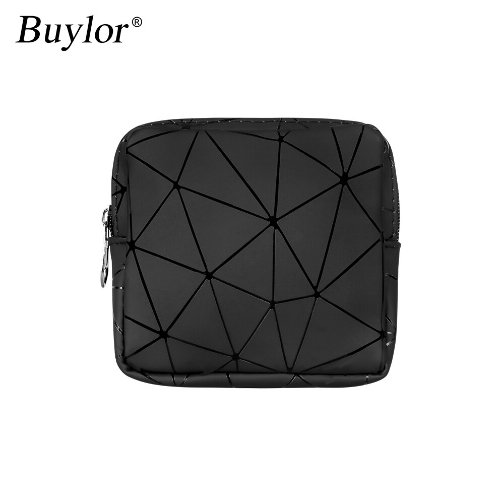 Buylor makeup taske organizer cometic holder håndtaske organizer menstruationspude opbevaringstaske rombe hygiejnebind organizer: Sort