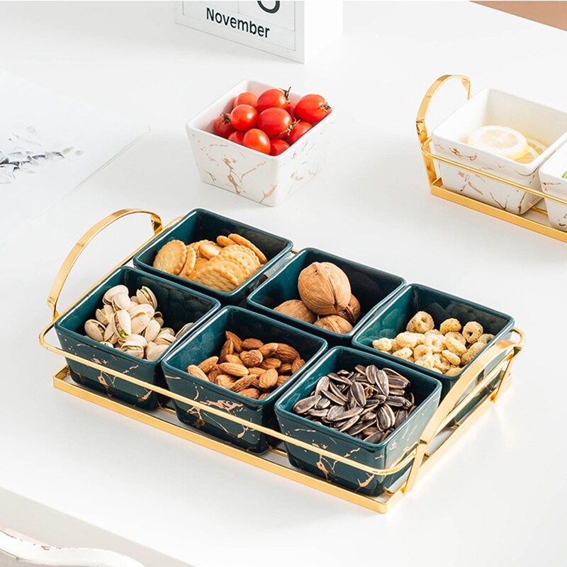 Licht Luxe Creatieve Keramiek Gedroogd Fruit Snoep Plaat Serveware Snack Tray,Serveware Serveren Tapas Gerechten Noten Olijven