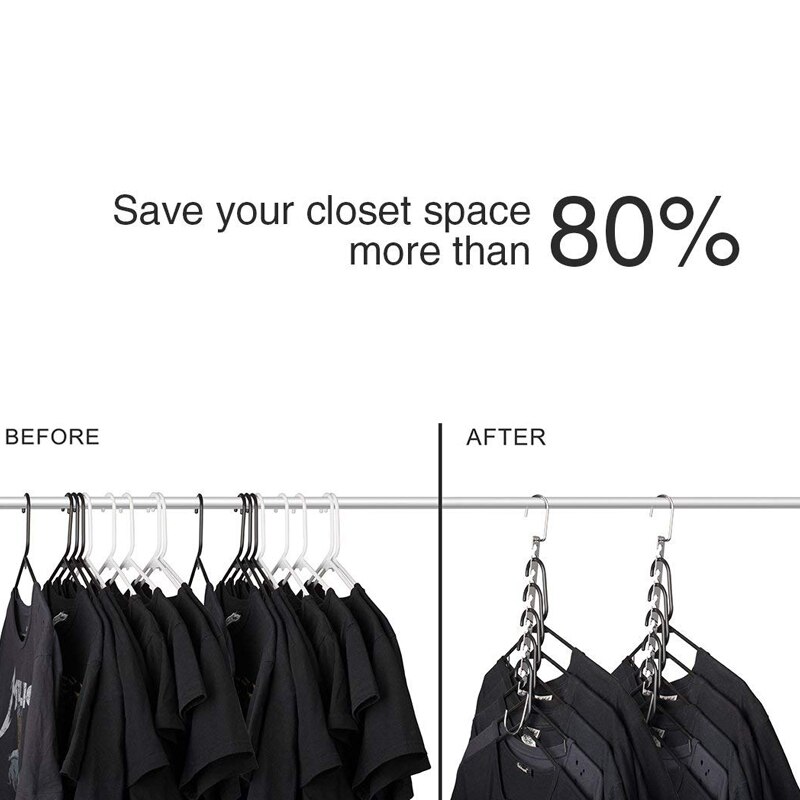 Pak Van 4 Magic Hangers Closet Ruimtebesparende Hangers Kledingkast Kleding Hanger Organizer Zware Chroom Hangers Bijgewerkt Haak