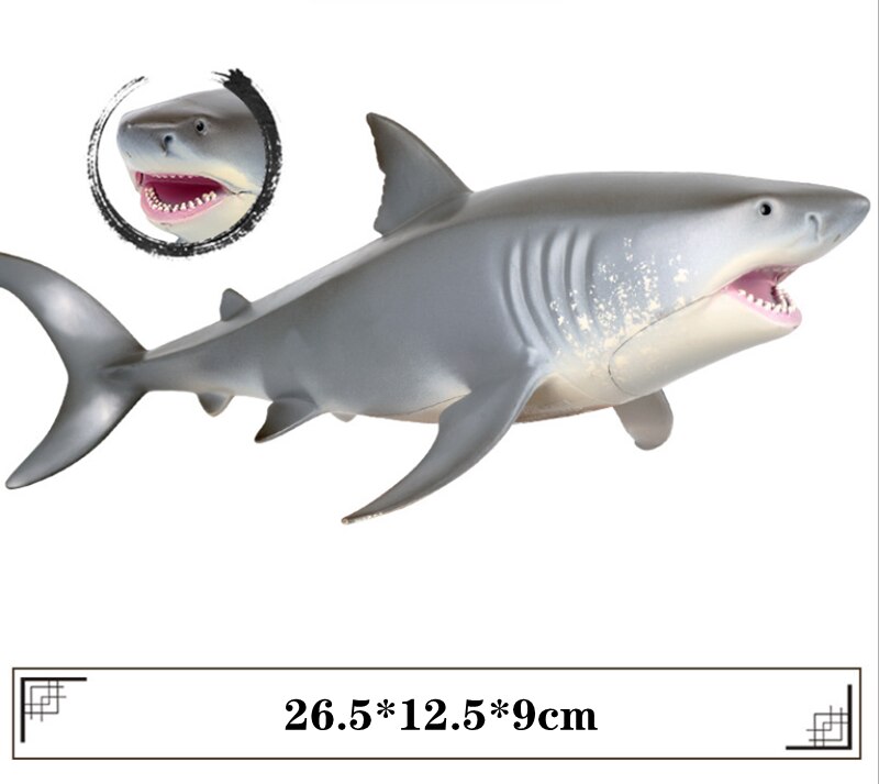 Grote Witte Zee Leven Shark Megalodon Tiger Shark Oceaan Dier Figuur Collector Speelgoed Onderwijs Onderwijs