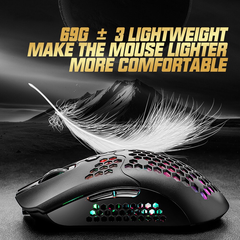 X2 Draadloze Gaming Mouse 7 Knoppen 12000 Dpi Verstelbare Rgb Backlit Ergonomische Muis Lichtgewicht Honingraat Shell Gamer Muizen