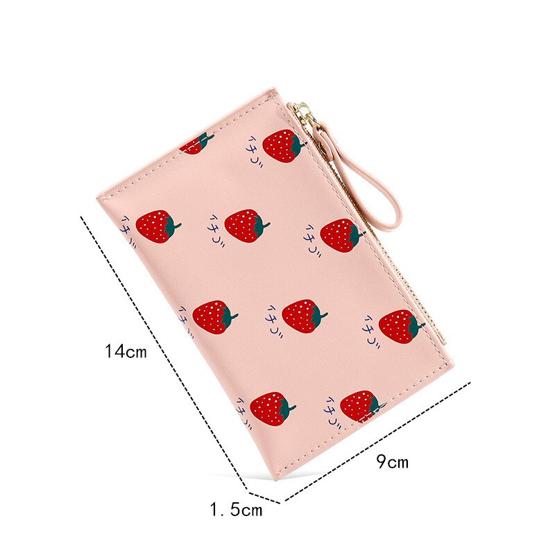 PURDORED 1 Pc Cute Women Card Holder Small Fruit Patterns Credit Card Case PU Female Minimalist Zipper Mini Coin Purse Wallet