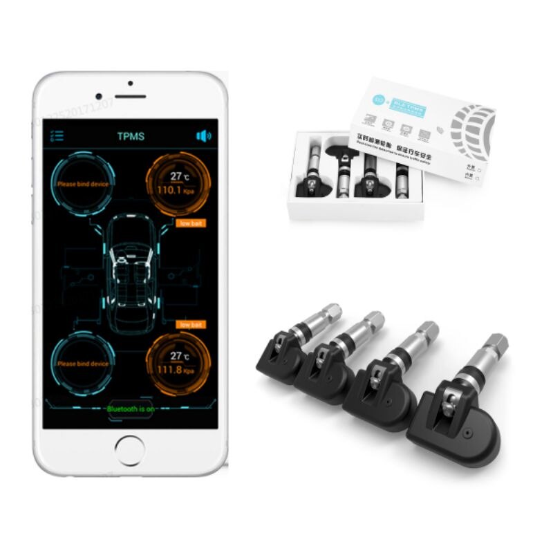 VC601 Ble Tpms Car Tire Pressure Monitoring System Bluetooth 4.0 Low Energy Display On APP DC 3V 4 Internal Sensors