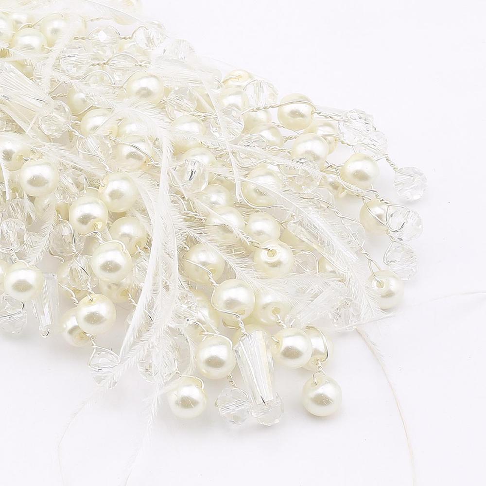 Updo Tiara For Bride’s Hair - White Pearl Feathered