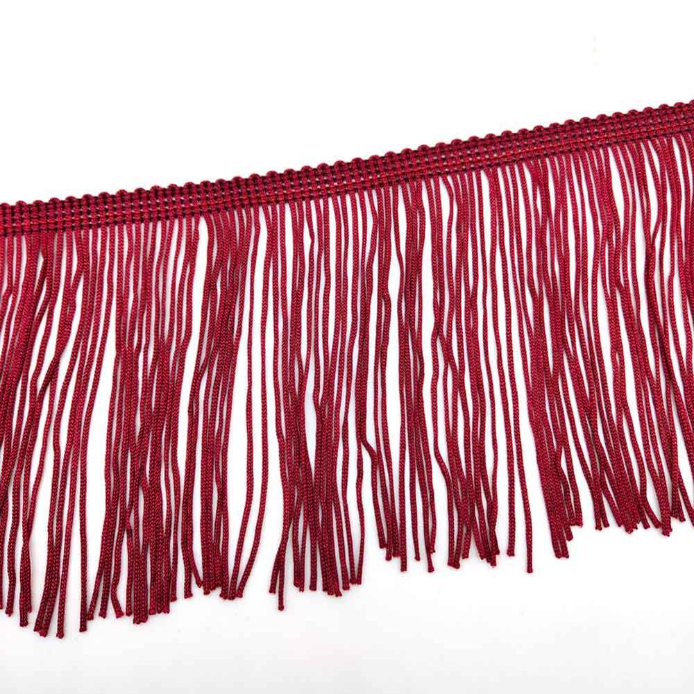 1 Yards van Pack 4 "Breedte Franjes Kant Polyerter Fibre Kwastje Kleding Accessoires Latin Trouwjurk Kwastje Lint diy: Wine red