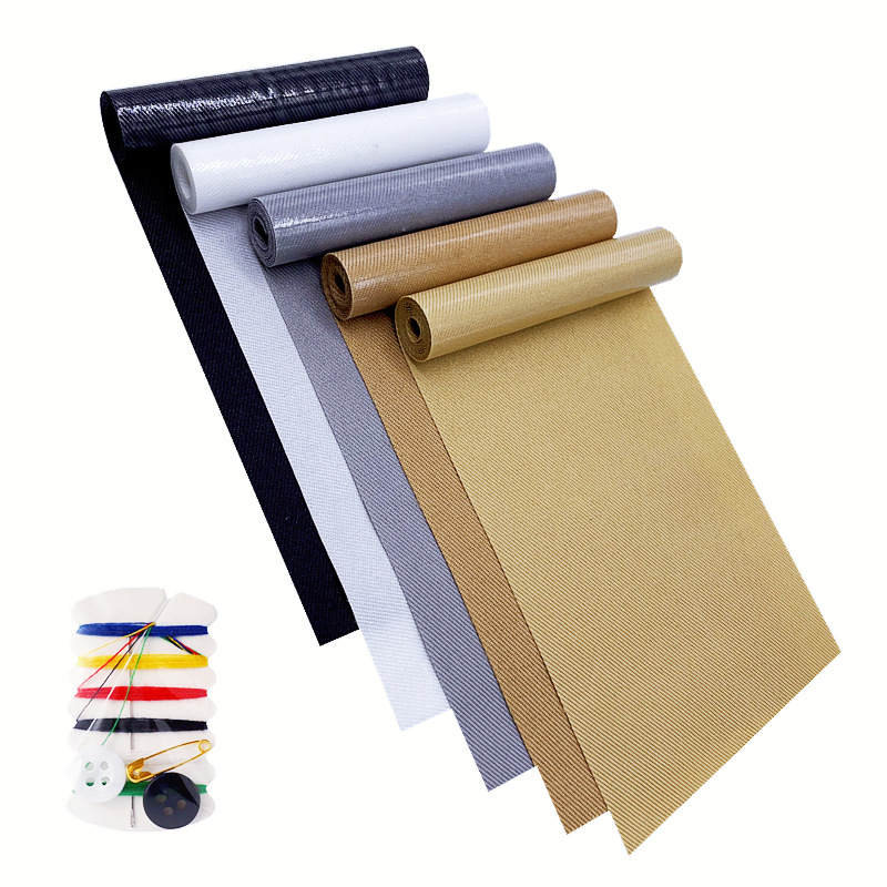 Twill fabric patches for clothing, iron-on, for jeans, clothes, t-shirts, trousers, white, grey, camel, khaki, black, repair patches