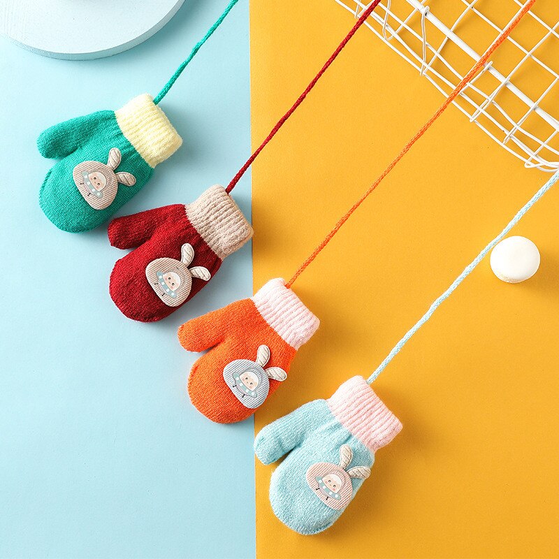 Guantes de dibujos animados para niños, manoplas suaves y cálidas, de punto, accesorios de Navidad