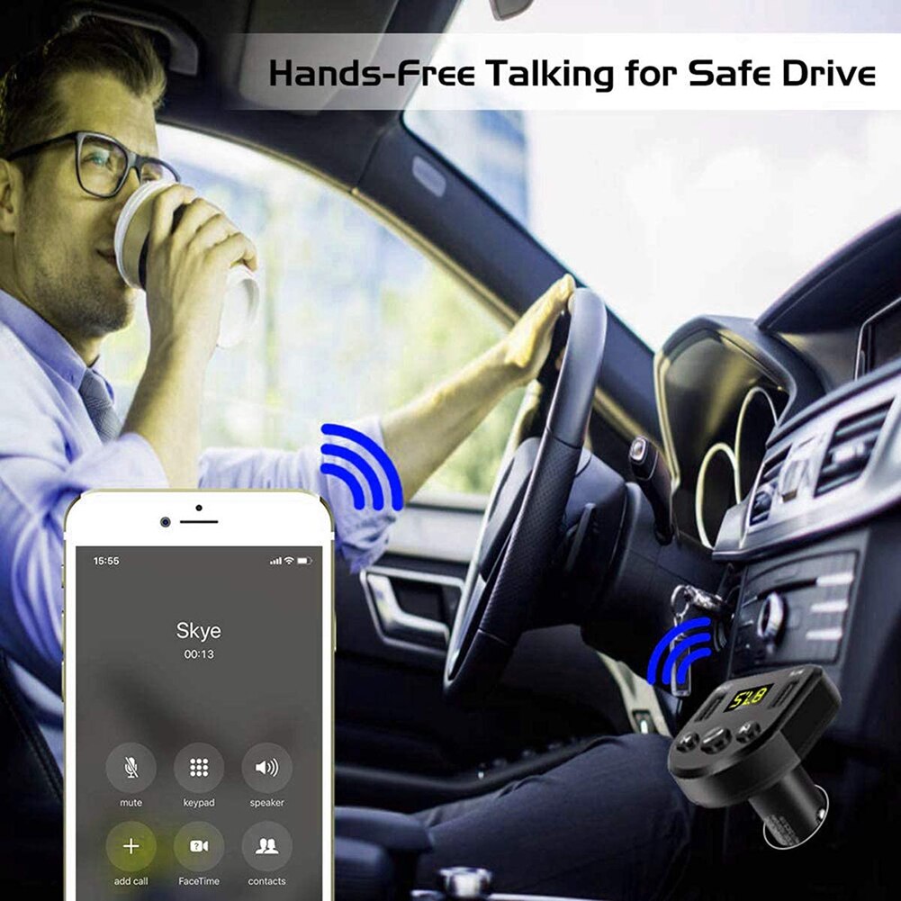 Vodool Bluetooth Fm Transmitter Car Kit Draadloze Modulator Handsfree Usb Flash Drive MP3 Speler 2 Poorten Usb Car Charger