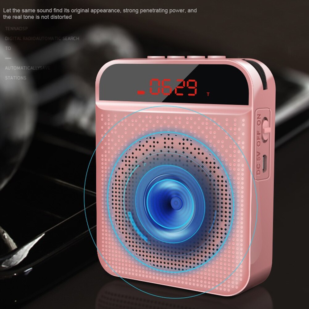 Training For Teachers Portable Bluetooth Voice Amplifier Loudspeaker Travel With Microphone Personal Speaker Teaching Megaphone: Rose Gold