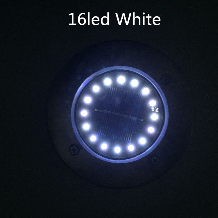Zonne-grondverlichting, 16 led-zonnetuinverlichting, waterdichte buitenverlichting voor in de grond, op zonne-energie werkende schijfverlichting voor in de tuin, gazonlamp: Koud wit / 6- pack