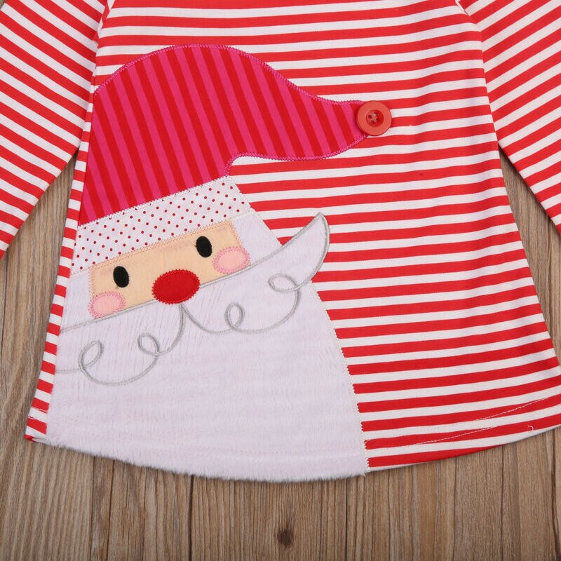 Criança criança criança bebê menina bonito natal santa padrão vestido traje roupas casuais