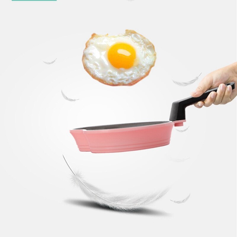 Mini Love Frying Pan Baby Food Supplement Cooking Pot Ceramic Non-Stick Pink Heart-Shaped Small Wok