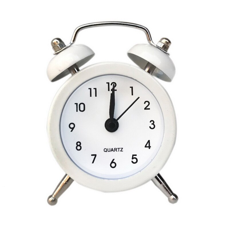 50mm mini vækkeur rejse klokke alarm ur analogt skrivebord ur med dobbelt klokke camping udendørs værktøjer lille: 01