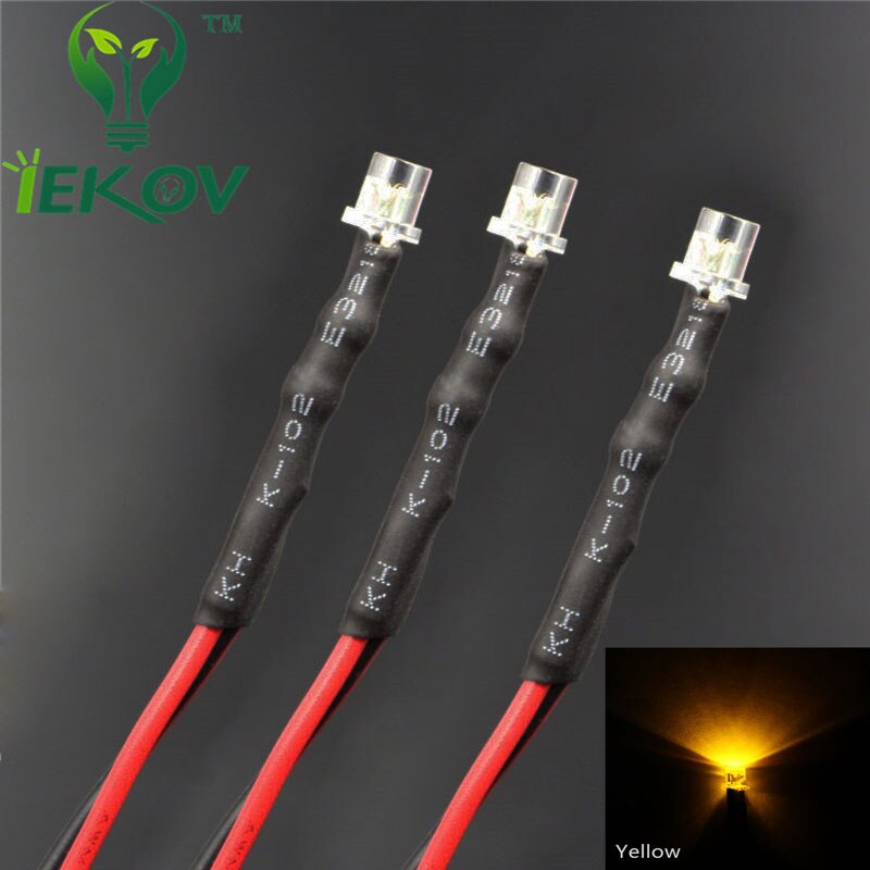 20pcs LED 3mm LED DIODE 12V Pre Wired 12v DC Flat top Emitting Diodes Wide Angle 20CM DIY
