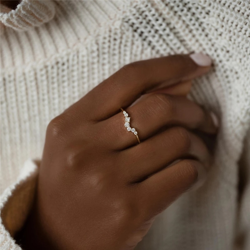 Roxi Elegante Geometrie Onregelmatige Kristal Gouden Ringen Voor Vrouwen Ringen Sieraden 925 Sterling Zilveren Ringen Harten Trouwringen