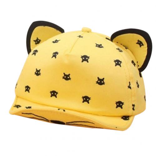 Unisex Girls Boys Outdoor Cartoon Cat Ear Baseball Cap Children Sun Hat: Yellow