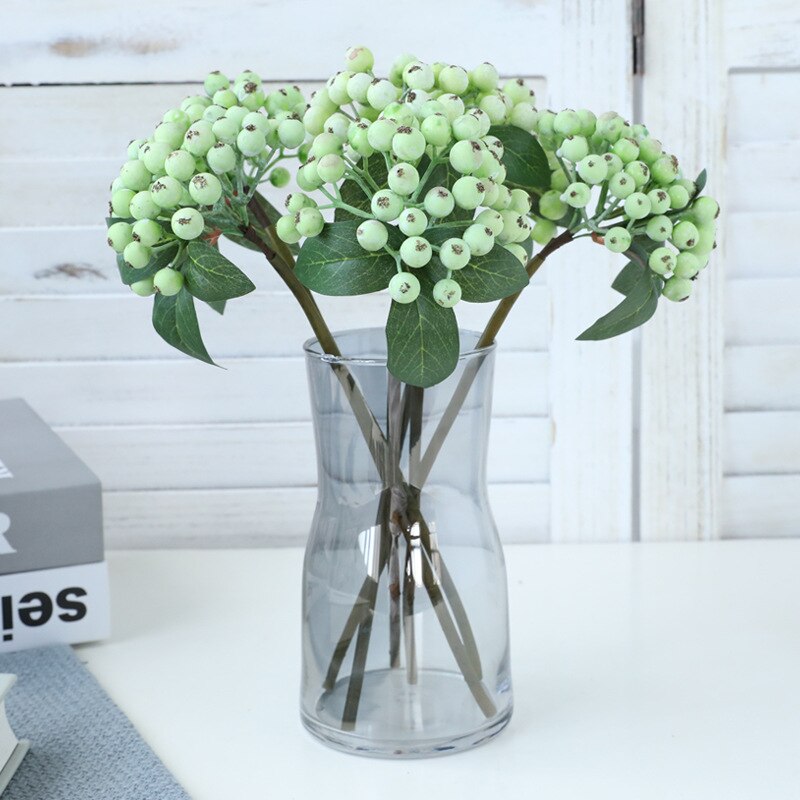 Conjunto de flores artificiales, set de 5 unids/set de racimos de frutas pequeñas para decoración de habitación, accesorios de arreglos florales de Navidad, bayas artificiales