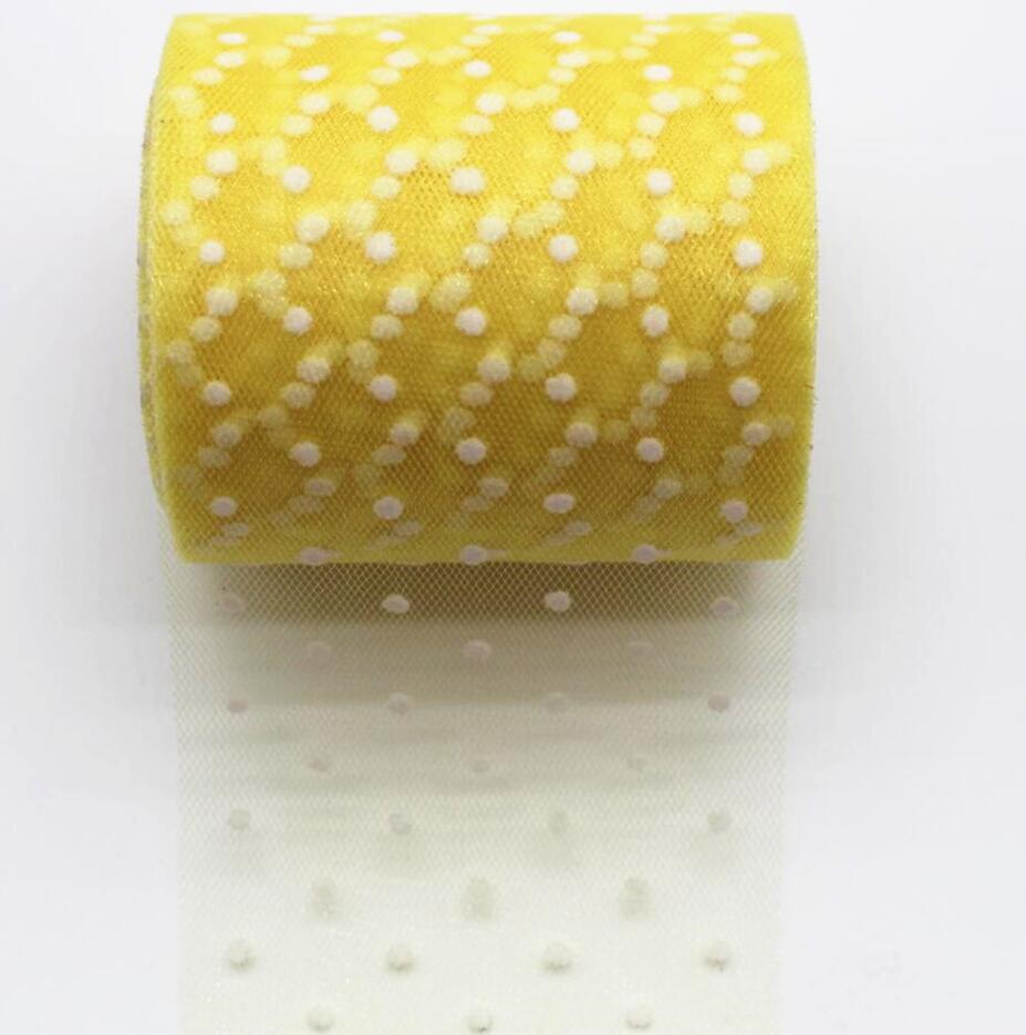 20 yards / volumen 3 '' 7.5 cm hvide prikker håndlavet materiale hovedbeklædning dekoration tutu nederdel tyl rulle 75mm bånd: 03