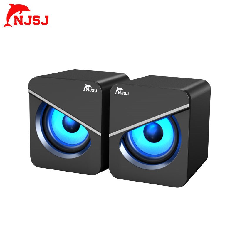 NJSJ mini Computer Speakers, 2.0 Stereo Volume Control with RGB Light USB Powered Gaming Speakers