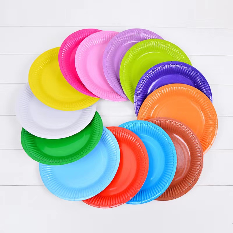 Solid Disposable Tableware Set, Party Supplies, Paper Plates, Wedding, Birthday Party Decor, Adult Favor, Black, Green, Blue,