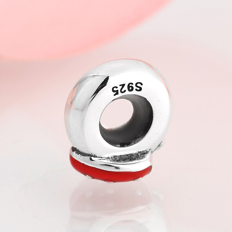 nuovo 925 sterlina d'argento grande Rosso fragola Smalto bene distanziatore tappo Misura Branelli Europei del Braccialetto di Fascino Monili che fanno