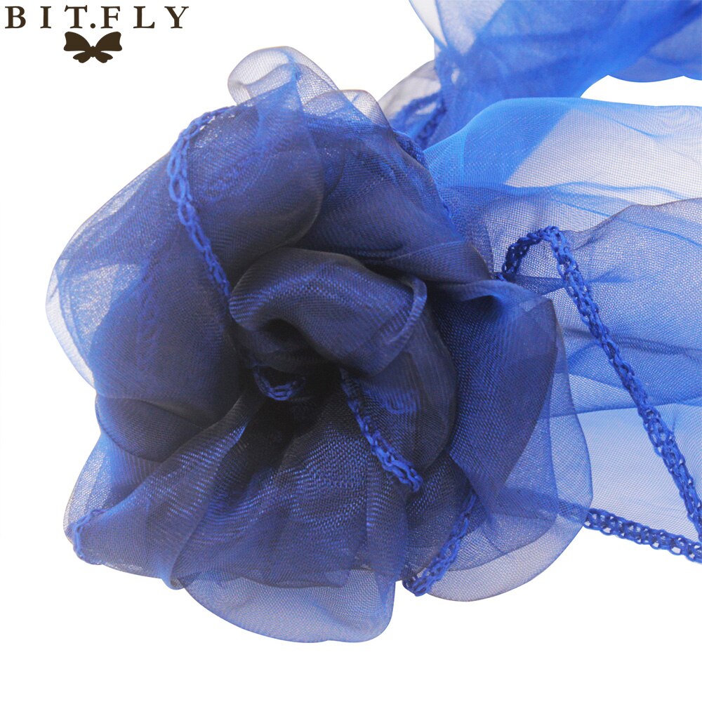 18cm*275cm Wedding and events Organza Chair Sashes Bow chair Covers for Christmas Party Banquet Decorations Home Textiles gold: navy blue