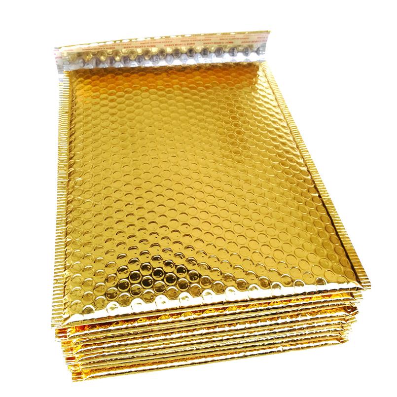 25Pcs/Lot Gold Padded Bubble Envelopes Metallic Bubble Mailer Gold Aluminum Foil Bag Packing Wrap
