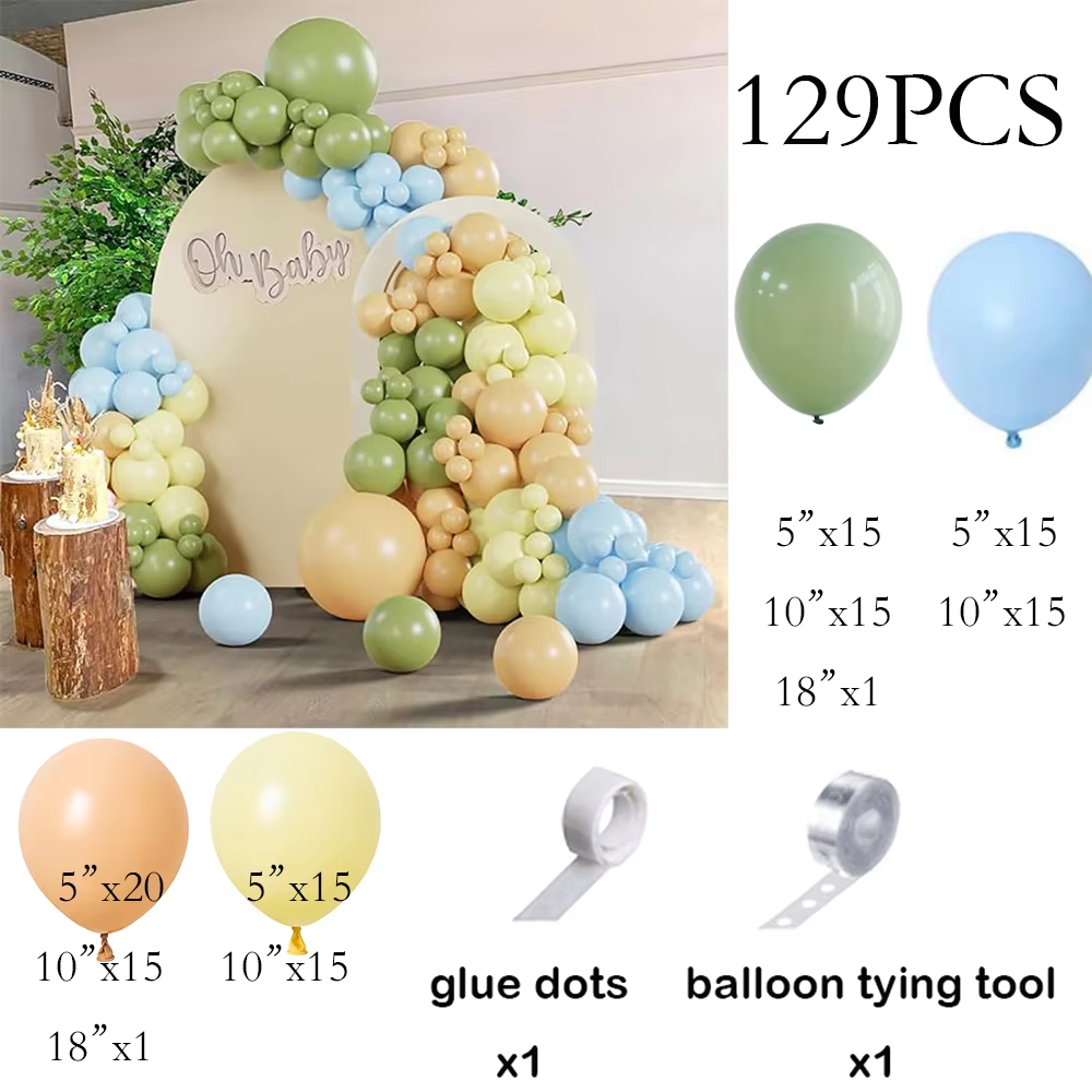 Babyblå ballongbue pastellblå hvite sølvballonger krans konfirmasjon barnebursdagsfest kjønnsavsløringe bryllupsdekorasjon: Kamuflere