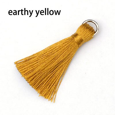 12 stuks/partij 5cm mini zijden kwastjes franje naai pony bloem kwastjes hanger kwastjes voor doe-het-zelf gordijnen woonaccessoires: Aards geel